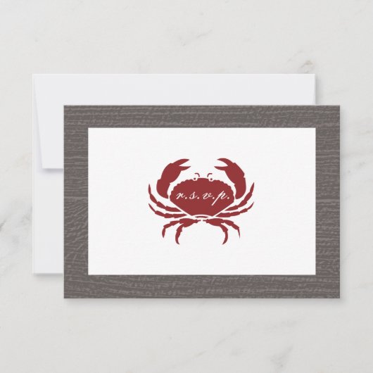 カニ素朴結婚式RSVP 出欠カード (正面)