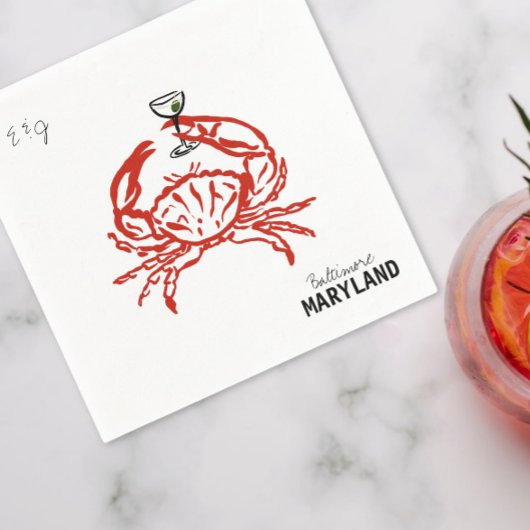 カニ結婚メリーランド スタンダードカクテルナプキン