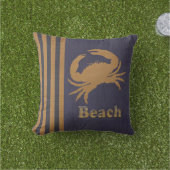 カニ航海ののビーチ、ブルーとタンストライプの アウトドアクッション (芝生)