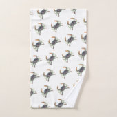 カニ航海のグレイ青と緑のバスタオルセット バスタオルセット (ハンドタオル)