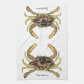 カニ航海のコースタルタンカーキサンディ キッチンタオル (縦)