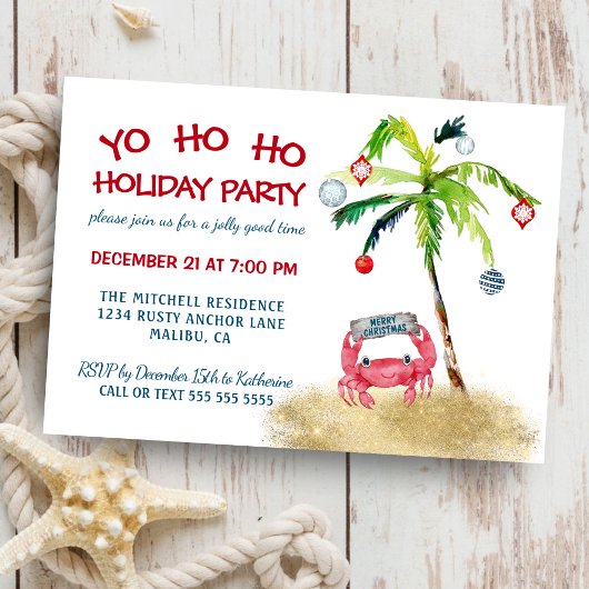 カニ航海のトロピカルパームホリデーパーティー 招待状