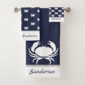 カニ航海のネイブルーホワイトモノグラム バスタオルセット (インサイチュ)