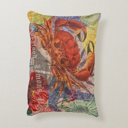 カニ航海のビーチシーフードアート アクセントクッション (裏面(縦))