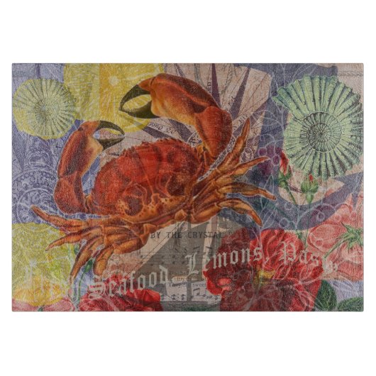 カニ航海のビーチシーフードアート カッティングボード (正面)