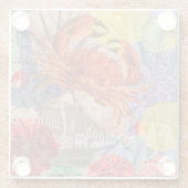 カニ航海のビーチシーフードアート ガラスコースター (裏面)