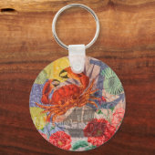 カニ航海のビーチシーフードアート キーホルダー (正面)