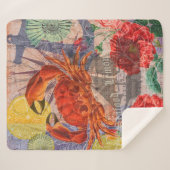 カニ航海のビーチシーフードアート シェルパブランケット (正面(横))