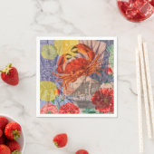 カニ航海のビーチシーフードアート スタンダードカクテルナプキン (インサイチュ)