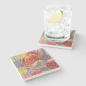 カニ航海のビーチシーフードアート ストーンコースター (横)