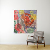 カニ航海のビーチシーフードアート タペストリー (インサイチュ(横))