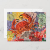 カニ航海のビーチシーフードアート ポストカード (正面/裏面)