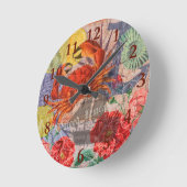 カニ航海のビーチシーフードアート ラウンド壁時計 (傾斜)