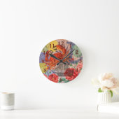 カニ航海のビーチシーフードアート ラウンド壁時計 (ホーム)