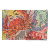 カニ航海のビーチシーフードアート 枕カバー (裏面)