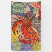 カニ航海のビーチシーフードアート 横断幕 (縦)