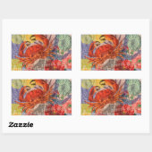 カニ航海のビーチシーフードアート 長方形シール (シート)