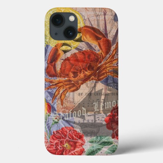 カニ航海のビーチシーフードアート Case-Mate iPhoneケース (裏面)
