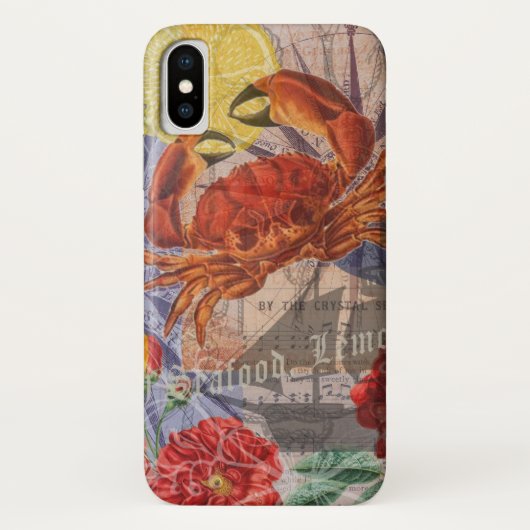 カニ航海のビーチシーフードアート Case-Mate iPhoneケース (裏面)