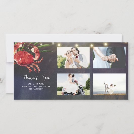 カニ航海のビーチ結婚式サンキュー結婚ズ サンキューカード (正面)