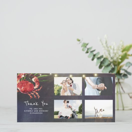 カニ航海のビーチ結婚式サンキュー結婚ズ サンキューカード (スタンド正面)