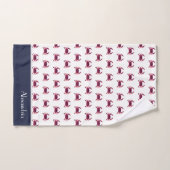 カニ航海のブルガンディマルーンレッドグレイ海軍ブルー バスタオルセット (ハンドタオル)