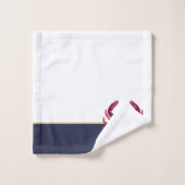 カニ航海のブルガンディマルーンレッド金ゴールドネイビーブルー バスタオルセット (ウォッシュタオル)