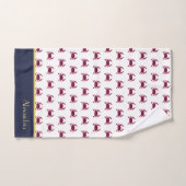 カニ航海のブルガンディマルーンレッド金ゴールドネイビーブルー バスタオルセット (ハンドタオル)