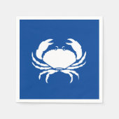 カニ航海のブルーホワイト沿岸紙ナプキン スタンダードカクテルナプキン (正面)