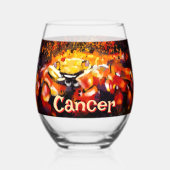 カニ航海の沿岸ビーチがパーソナライズされたん ステムなしワイングラス (裏面)