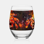 カニ航海の沿岸ビーチがパーソナライズされたん ステムなしワイングラス (右)