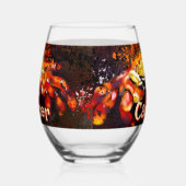 カニ航海の沿岸ビーチがパーソナライズされたん ステムなしワイングラス (左)