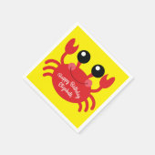 カニ誕生日パーティーかわいい漫画の子供 スタンダードカクテルナプキン (角)