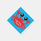 カニ誕生日パーティーかわいい漫画の子供 スタンダードカクテルナプキン (角)