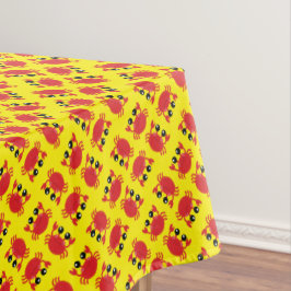 カニ誕生日パーティーかわいい漫画の子供 テーブルクロス