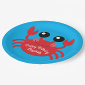 カニ誕生日パーティーかわいい漫画の子供 ペーパープレート (アングル)