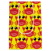 カニ誕生日パーティーかわいい漫画の子供 ミディアムペーパーバッグ (裏面)