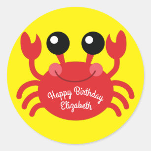 カニ誕生日パーティーかわいい漫画の子供 ラウンドシール