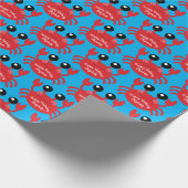 カニ誕生日パーティーかわいい漫画の子供 ラッピングペーパー (角)