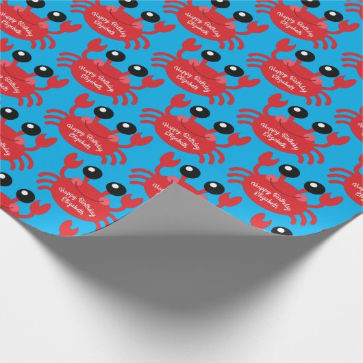 カニ誕生日パーティーかわいい漫画の子供 ラッピングペーパー (角)