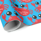 カニ誕生日パーティーかわいい漫画の子供 ラッピングペーパー (ロールコーナー)