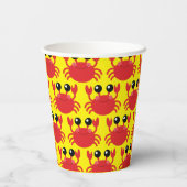 カニ誕生日パーティーかわいい漫画の子供 紙コップ (裏面)