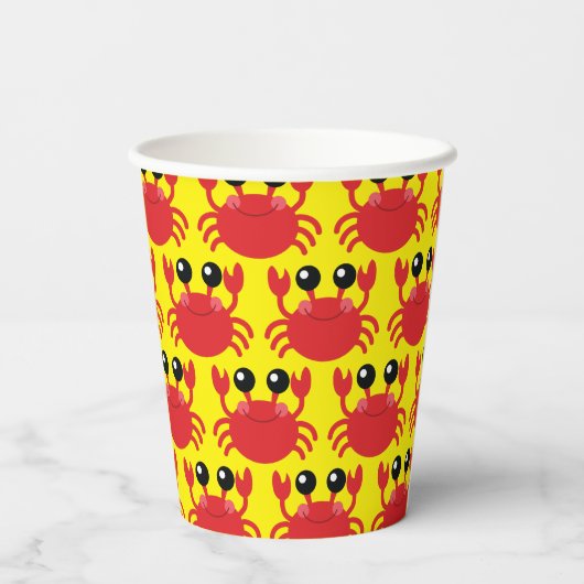 カニ誕生日パーティーかわいい漫画の子供 紙コップ (裏面)