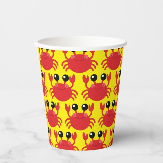 カニ誕生日パーティーかわいい漫画の子供 紙コップ (正面)
