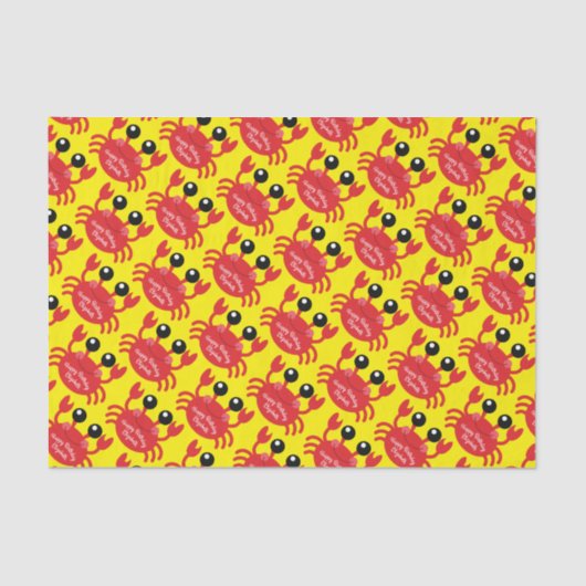 カニ誕生日パーティーかわいい漫画の子供 薄葉紙 (正面)