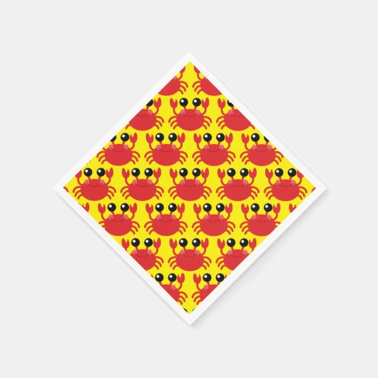 カニ誕生日パーティービーチ スタンダードカクテルナプキン (角)