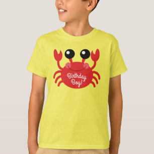 カニ誕生日男の子かわいい漫画の子供Tシャツ Tシャツ