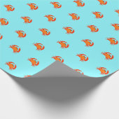 カニ赤ホットオレンジシンプル色クリーン新鮮 ラッピングペーパー (角)