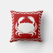 カニ赤白ヘリンボーンモダン沿岸 クッション (裏面)