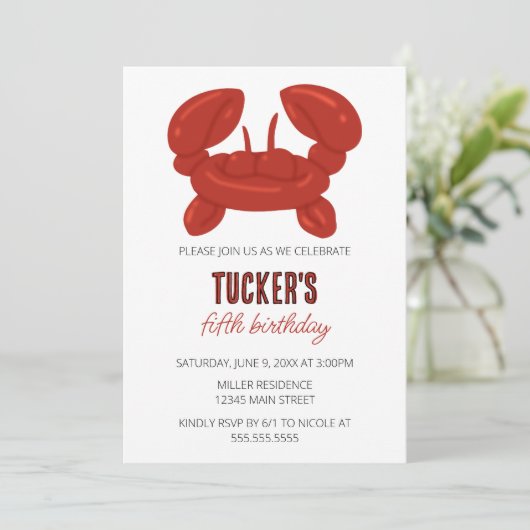 カニ風船動物の誕生日パーティー 招待状 (スタンド正面)